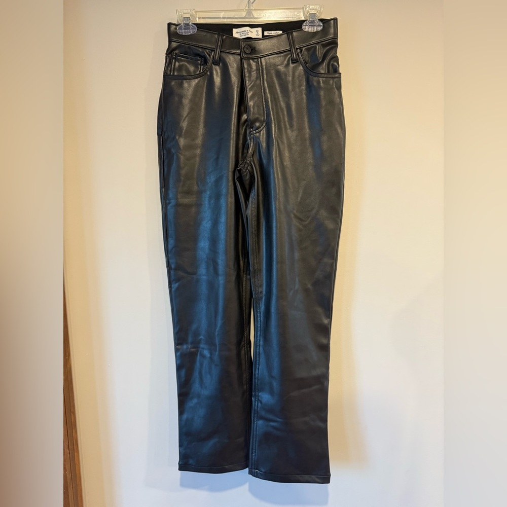 Abercrombie and Fitch vegan leather 90s style crisscross waist pants, size 4